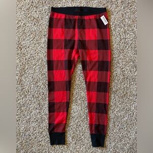 NWT Old Navy Plaid Pajama Bottoms Long Underwear Black/Red Women’s Large